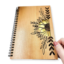 Load image into Gallery viewer, Sunflower Wood Journal with Lined Paper