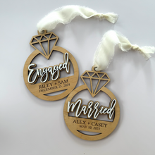 Load image into Gallery viewer, Custom Married or Engaged Diamond Ring Ornament