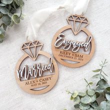 Load image into Gallery viewer, Custom Married or Engaged Diamond Ring Ornament
