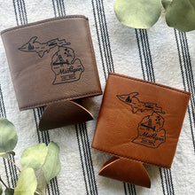 Load image into Gallery viewer, Faux Leather Beverage Holder - Vintage Michigan
