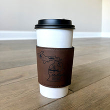 Load image into Gallery viewer, Faux Leather Coffee Sleeve - Vintage Michigan
