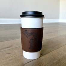 Load image into Gallery viewer, Faux Leather Coffee Sleeve - Floral Michigan
