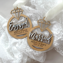 Load image into Gallery viewer, Custom Married or Engaged Diamond Ring Ornament
